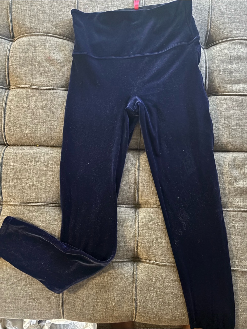 SPANX Girls Navy Velvet High-Waist Leggings